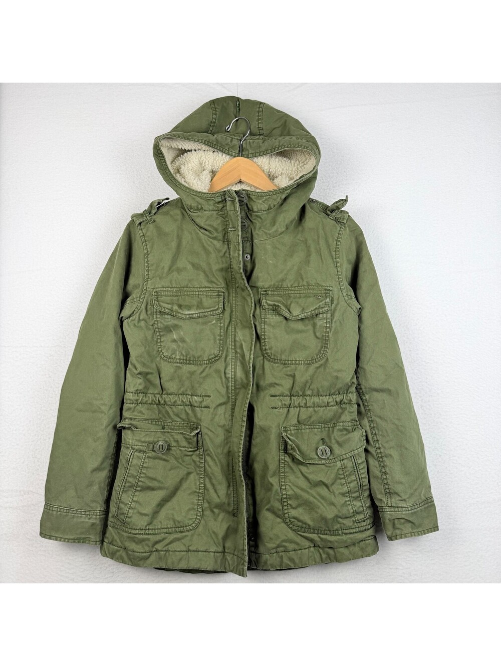 American Eagle Outfitters Womens Small Utility Field Jacket Sherpa Lined Hood